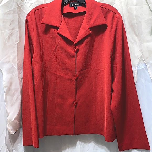 DE TAILLE RED POLYESTER SHIRT JACKET SZ M - Picture 1 of 13